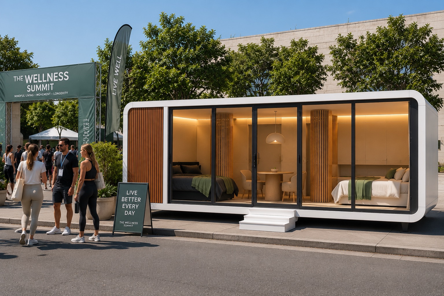 Sleep Moves at a wellness summit, foot traffic and event signage